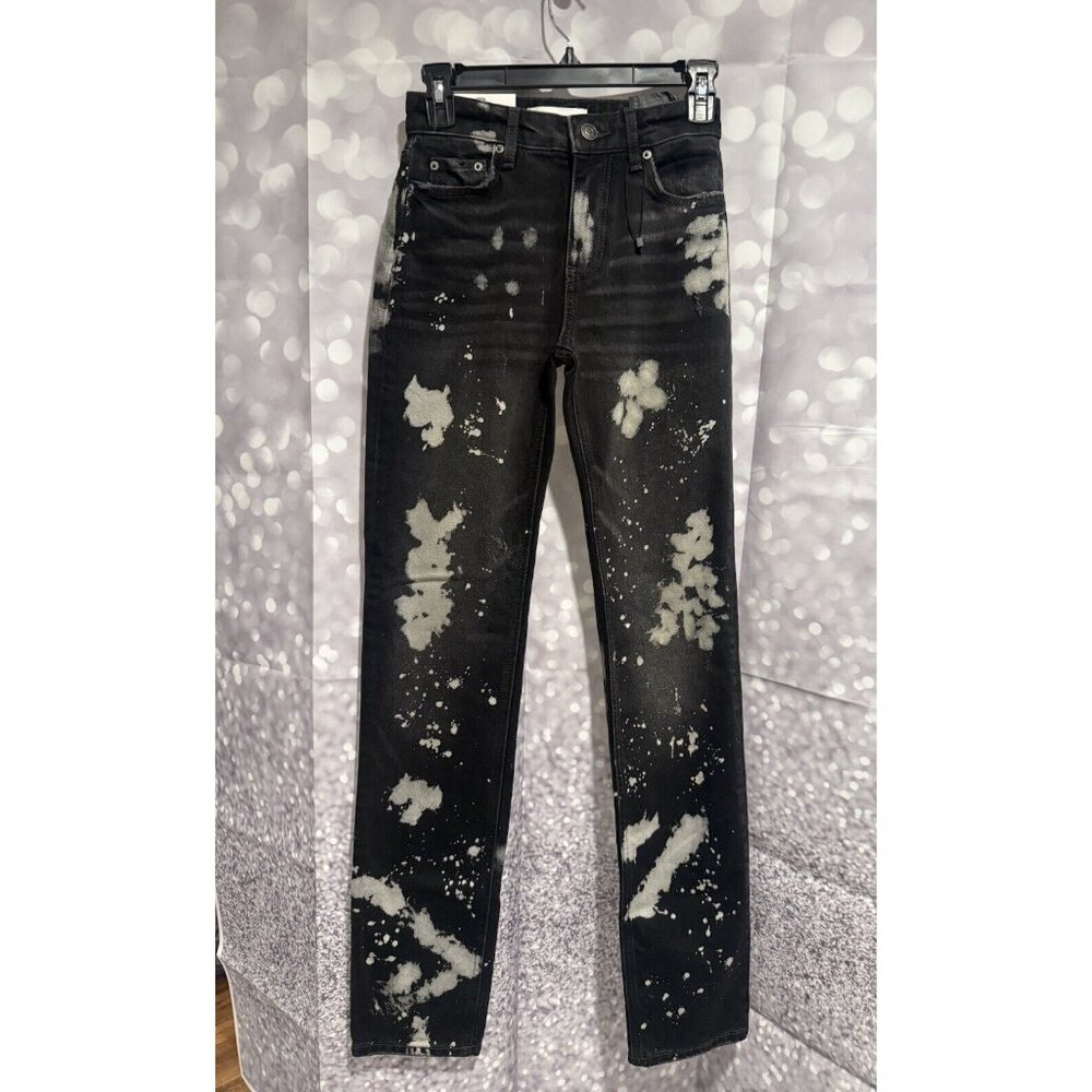 NWT Zara The Bleached Mid Rise Slim Black Jeans - Size 0